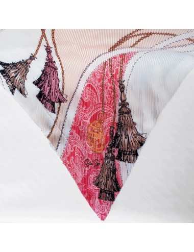 Pleated Scarf - Light Red and Peach