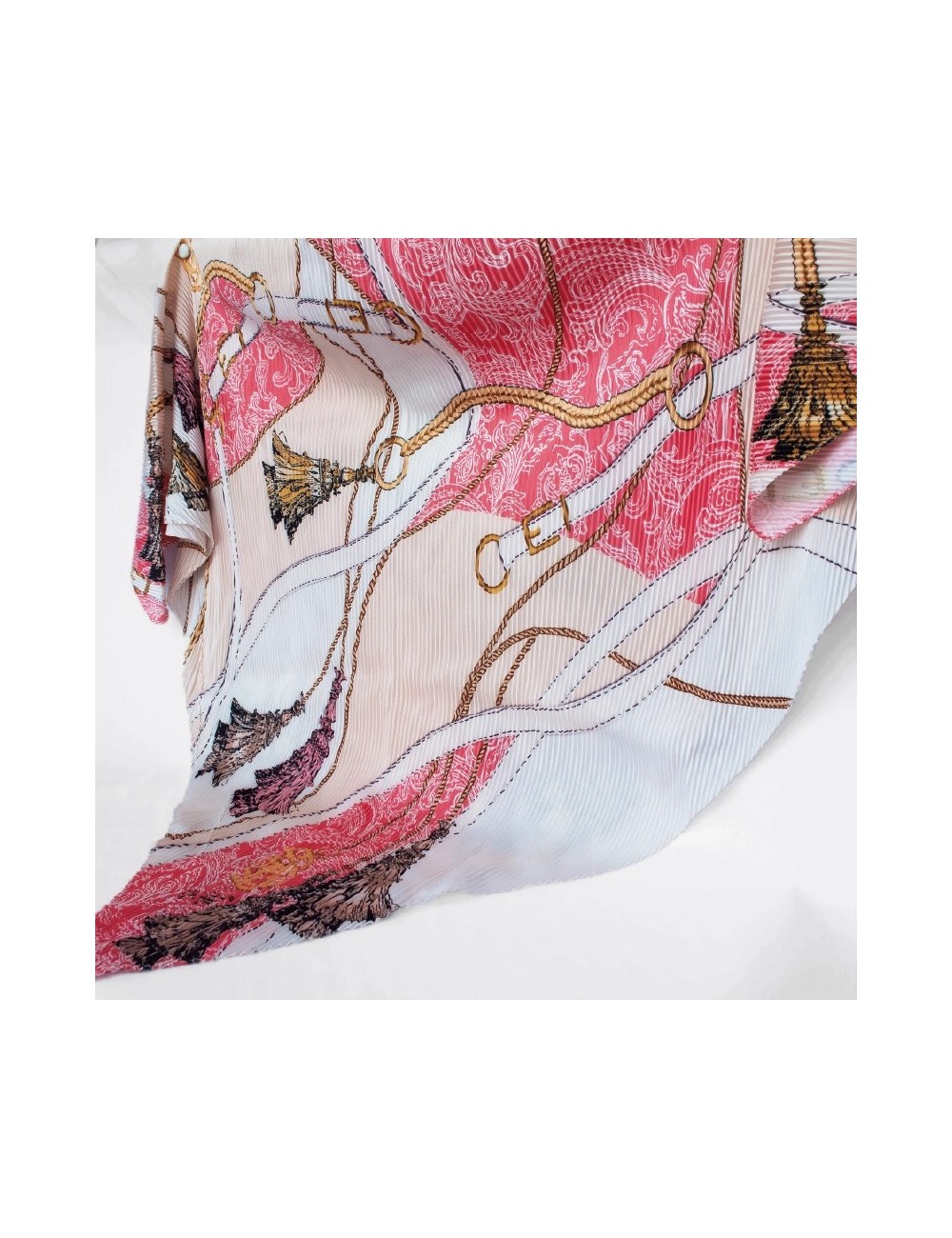 Foulard plissé - Rouge clair et pêche Foulard plissé - Rouge clair et pêche