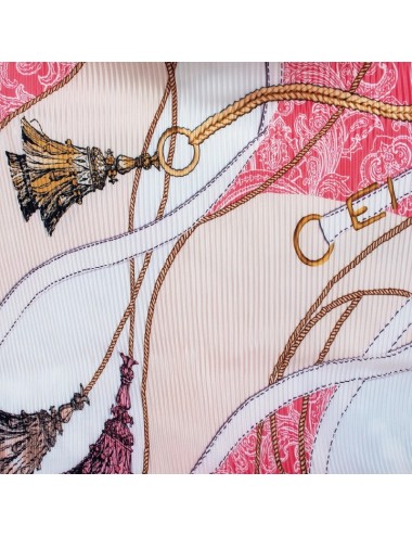 Pleated Scarf - Light Red and Peach