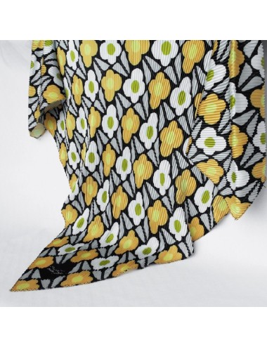 Geplooide Sjaal - Geel en Zwart met Bloemenprint