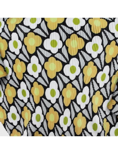 Geplooide Sjaal - Geel en Zwart met Bloemenprint