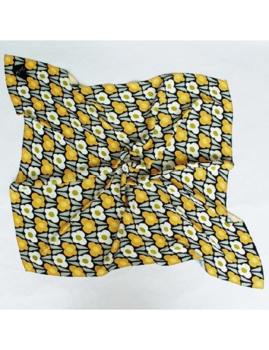 Foulard plissé - Jaune et noir avec imprimé floral
