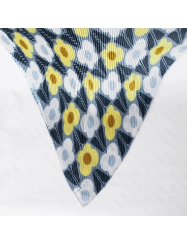 Geplooide Sjaal - Grijs en Geel met Bloemenprint