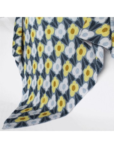 Foulard plissé - Gris et jaune avec imprimé floral