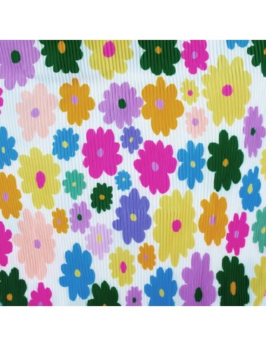 Faltenschal - Buntes Blumenmuster mit weißem Hintergrund