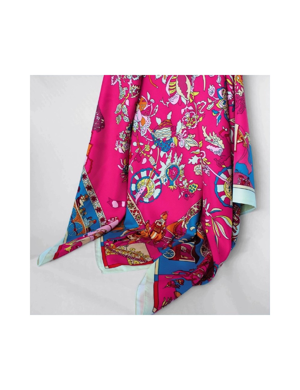 Silk Square Scarf – Pink with White Edge Silk Square Scarf – Pink with White Edge