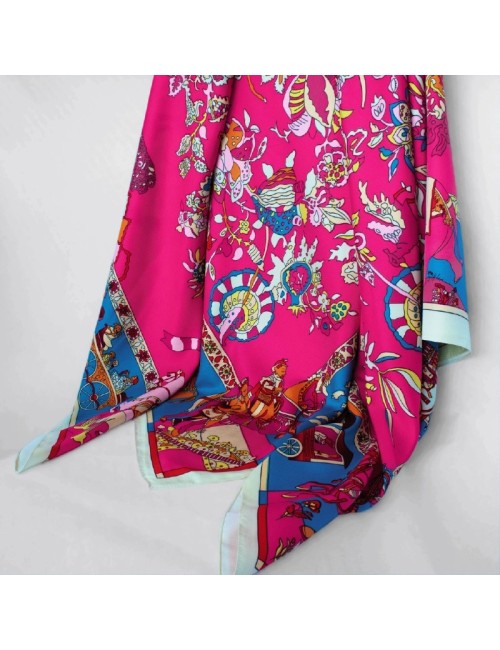Silk Square Scarf – Pink with White Edge