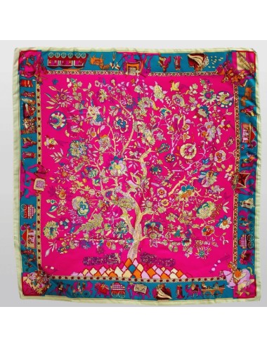 Silk Square Scarf – Pink with White Edge