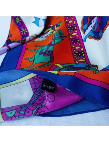 Silk Square Scarf – White with Blue Edge