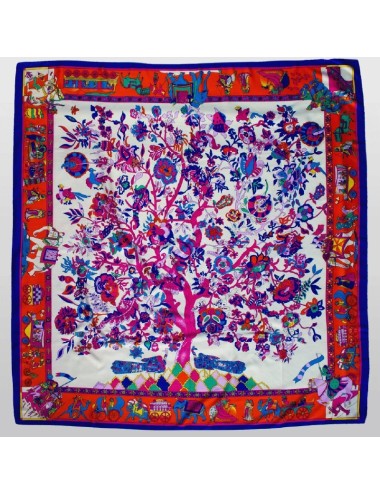 Silk Square Scarf – White with Blue Edge