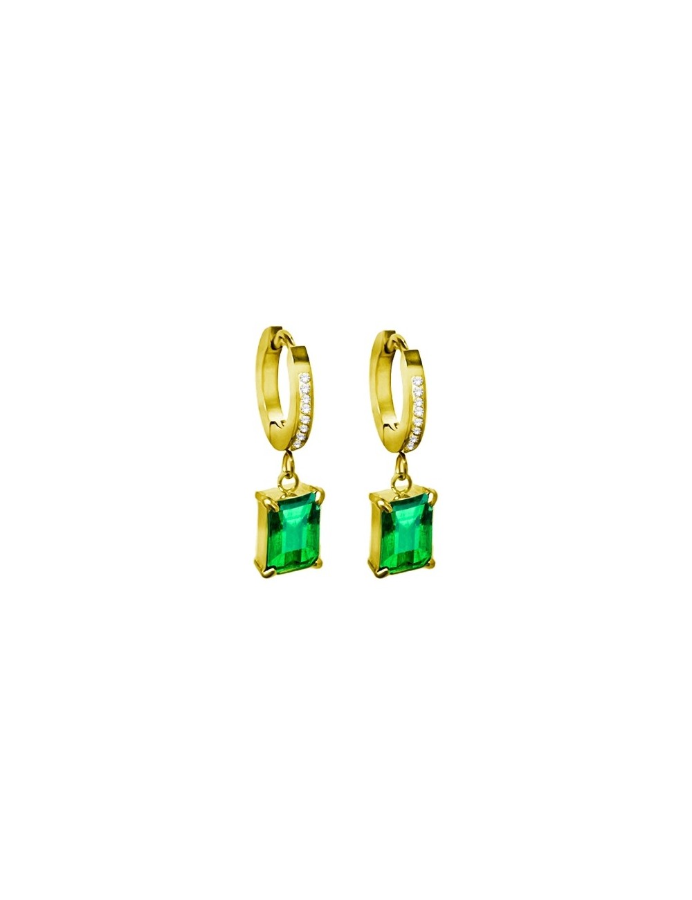 Boucle d'oreille circulaire classique avec zirconium vert Boucle d'oreille circulaire classique avec zirconium vert