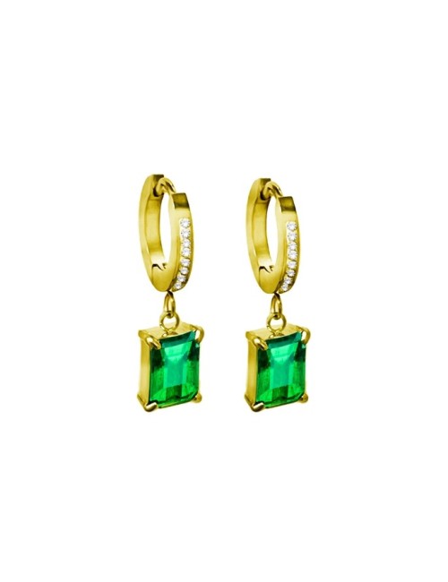 Boucle d'oreille circulaire classique avec zirconium vert