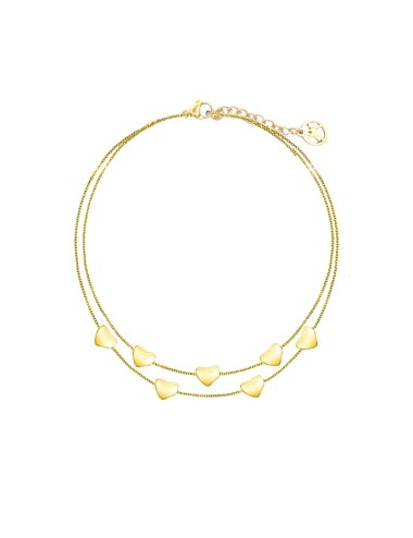 Doppelstrang Herz-Armband Gelbgold