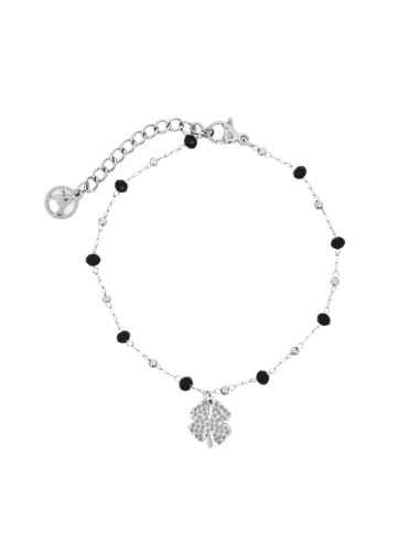 Vierbladige Klaver Kristal Armband - Zilver Wit