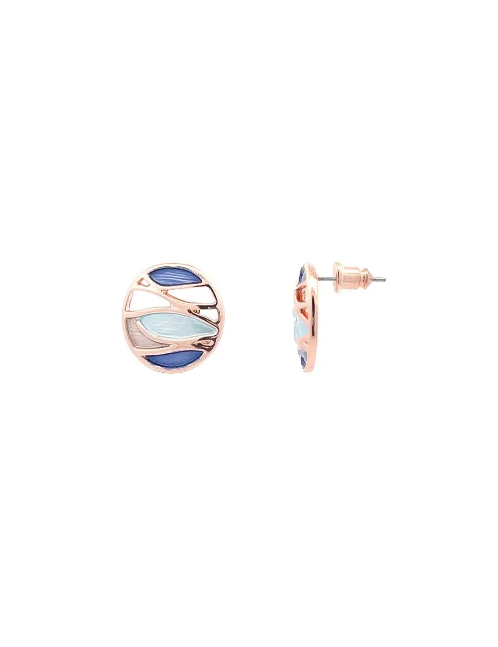 Boucles d'oreilles en émail perforé - Bleu Boucles d'oreilles en émail perforé - Bleu