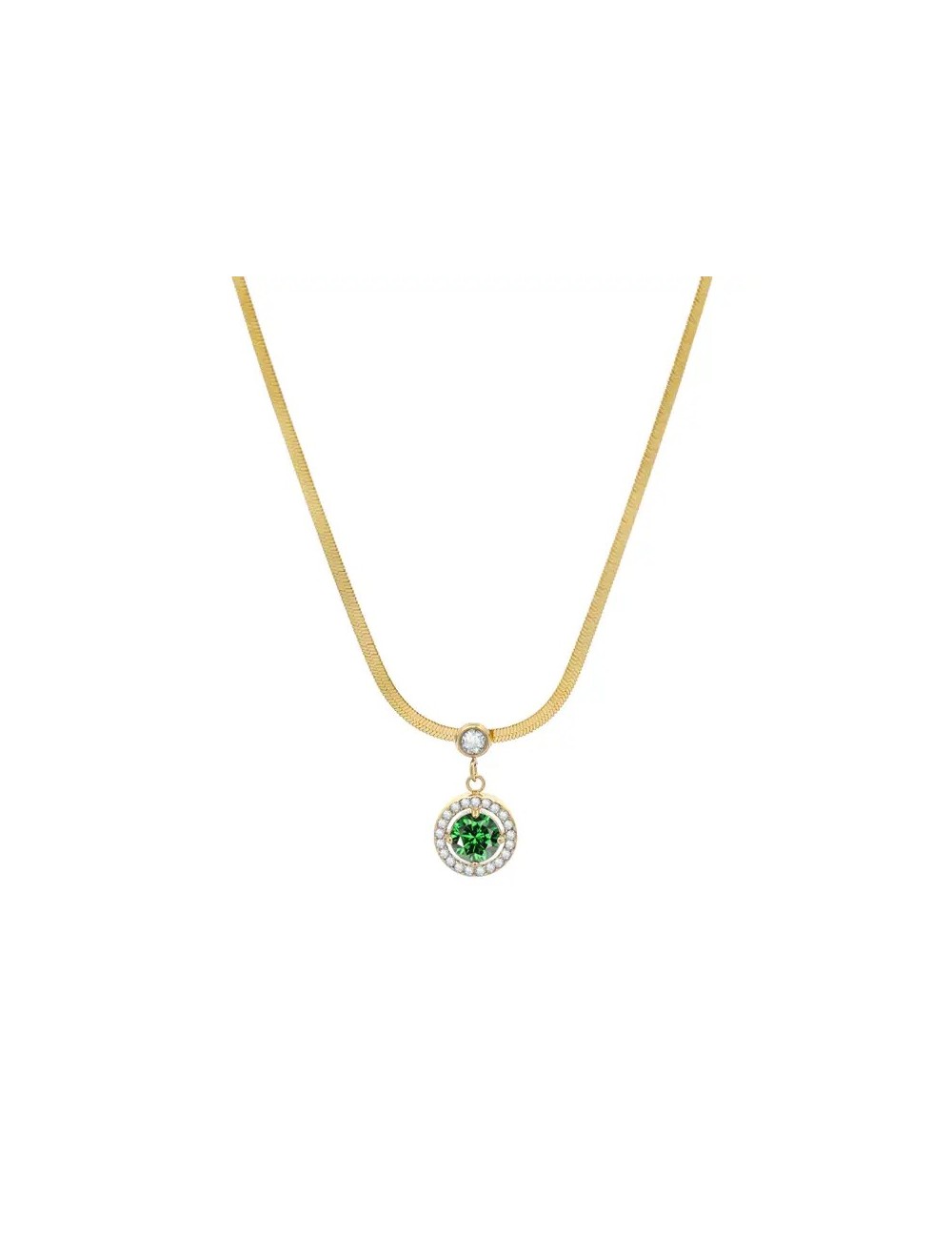 Snake Necklace with Zirconia – Green Snake Necklace with Zirconia – Green
