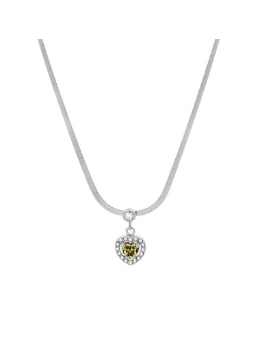 Slangenketting met hart - Geel