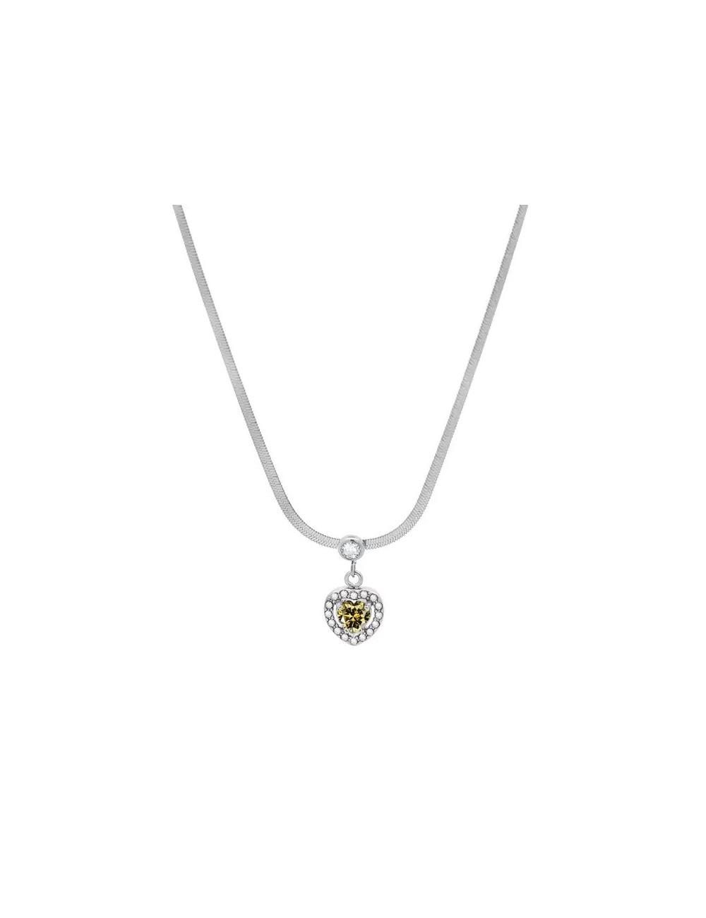Collier serpent avec coeur - jaune Collier serpent avec coeur - jaune