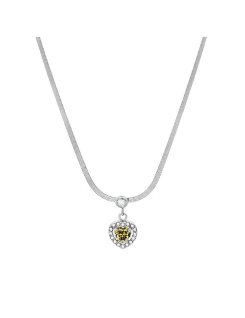 Collier serpent avec coeur - jaune