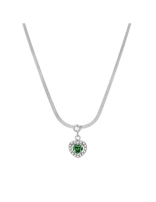 Collier serpent avec coeur - vert