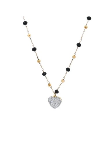 Hart Kristal Ketting Geel Wit Goud