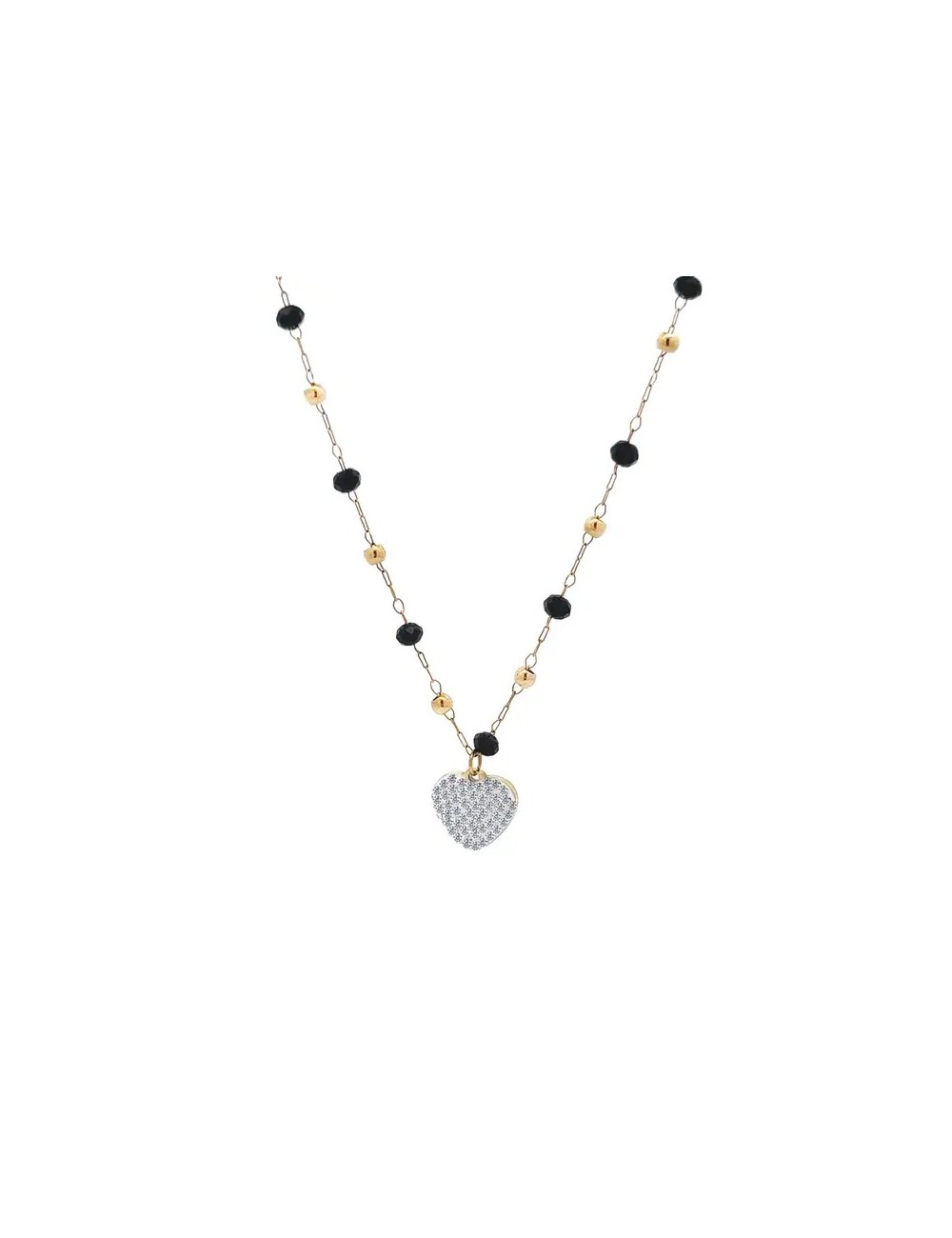Hart Kristal Ketting Geel Wit Goud Hart Kristal Ketting Geel Wit Goud