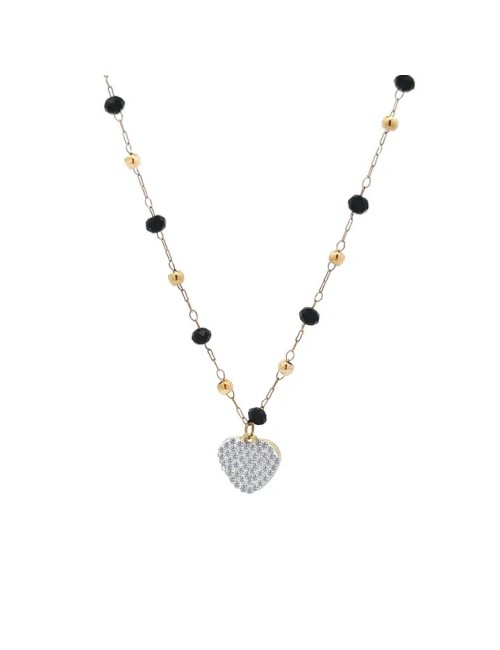 Collier de cristaux en forme de coeur Or jaune blanc