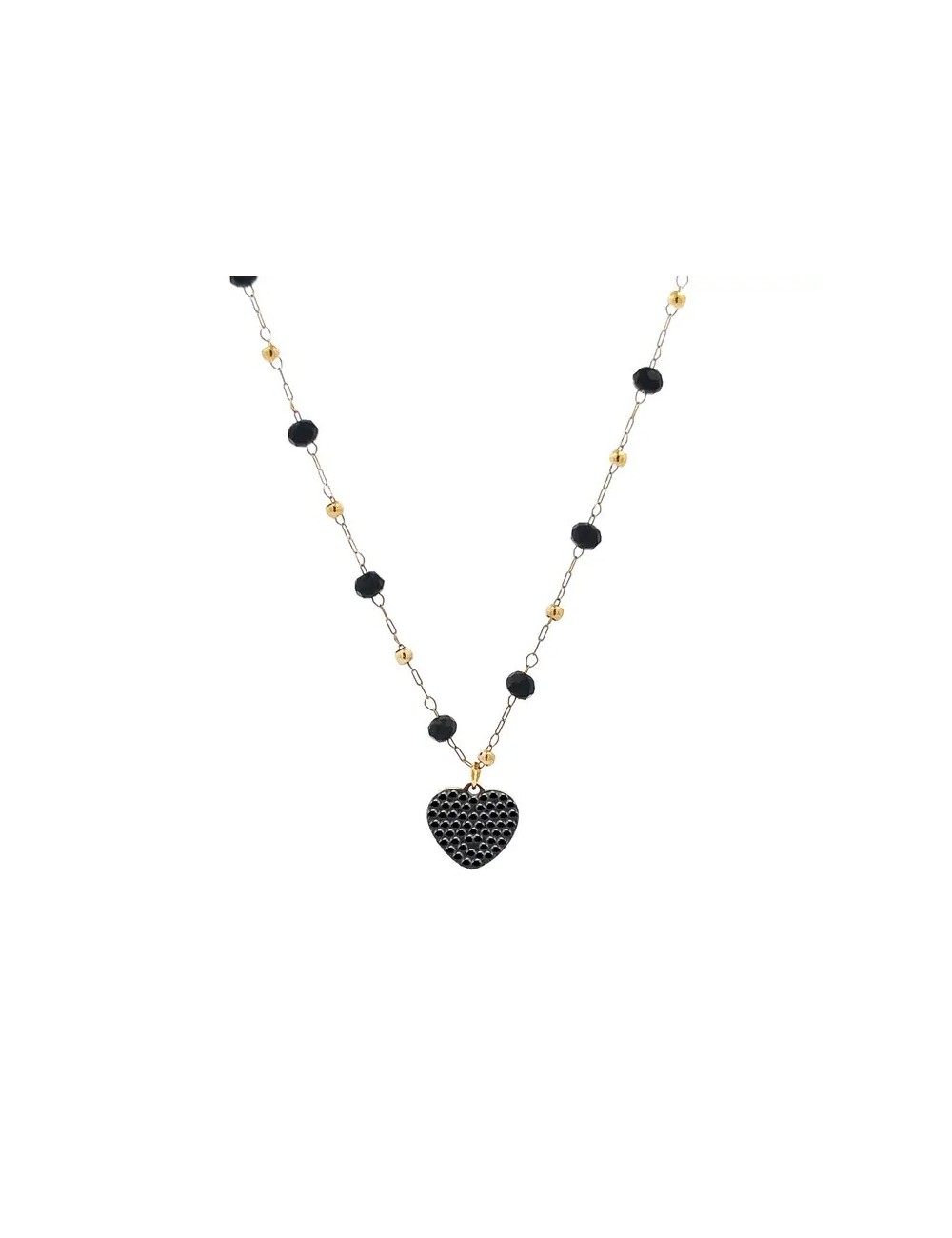 Hart Kristal Ketting Geel Zwart Goud Hart Kristal Ketting Geel Zwart Goud