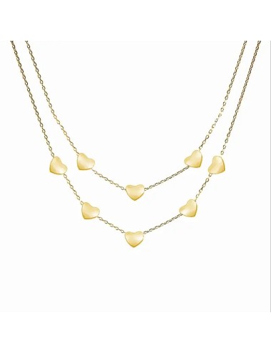 Dubbele Draad Ketting met Hart Geel Goud