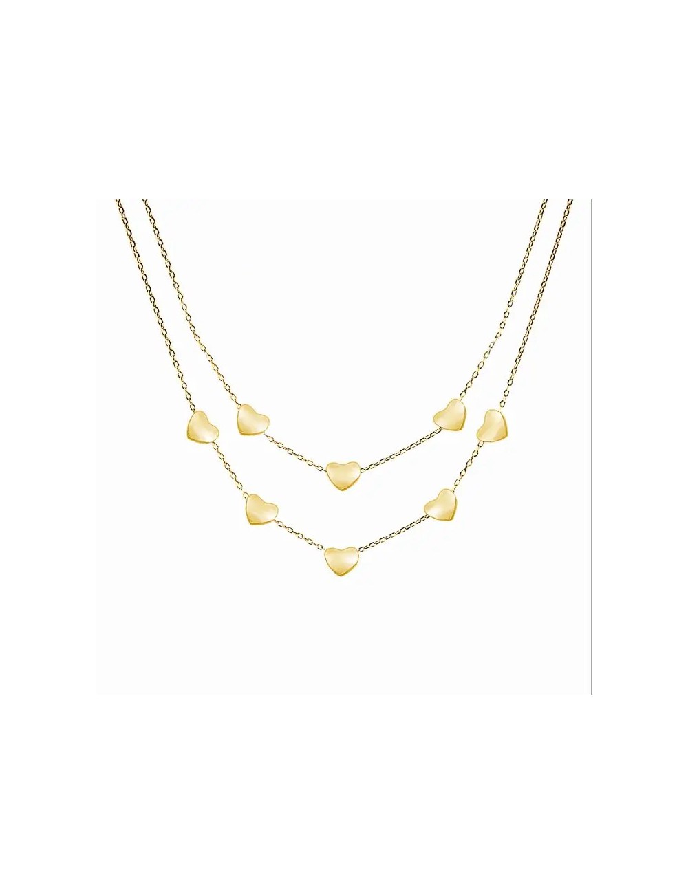 Collier à double fil avec cœur en or jaune Collier à double fil avec cœur en or jaune