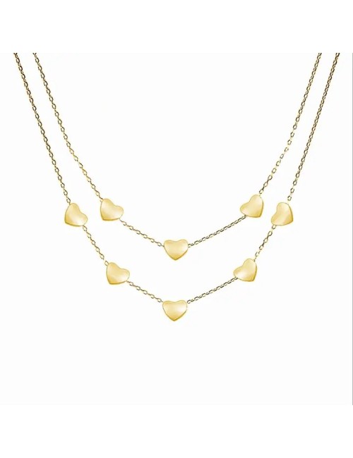 Dubbele Draad Ketting met Hart Geel Goud