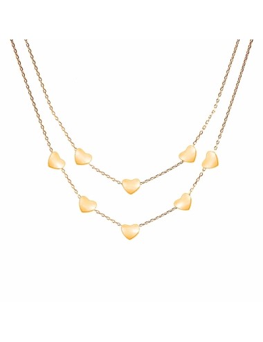 Dubbele Draad Ketting met Hart Rose Goud