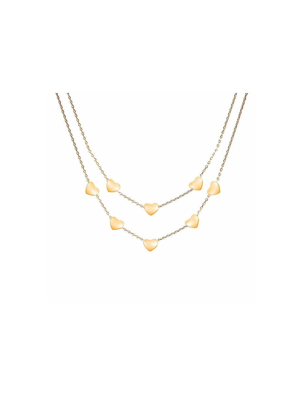 Dubbele Draad Ketting met Hart Rose Goud Dubbele Draad Ketting met Hart Rose Goud