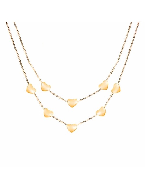 Dubbele Draad Ketting met Hart Rose Goud