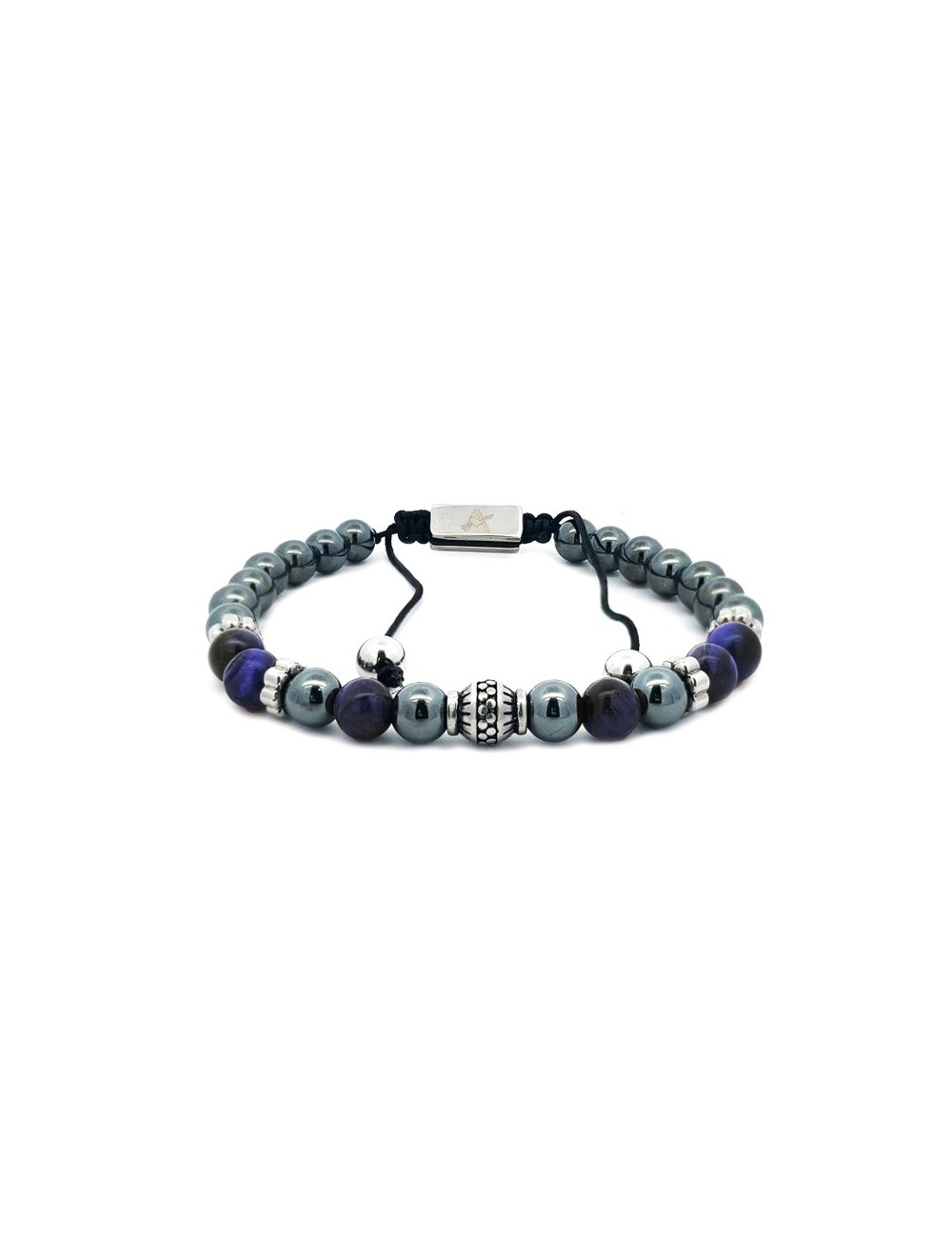 Steinperlenarmband mit Faden - Dunkelblau Steinperlenarmband mit Faden - Dunkelblau