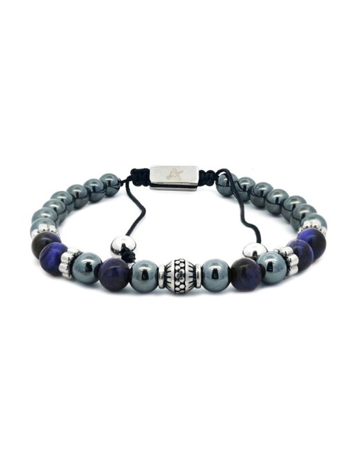 Steinperlenarmband mit Faden - Dunkelblau