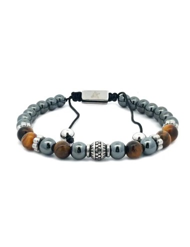 Stenen kralenarmband met draad - Bruin