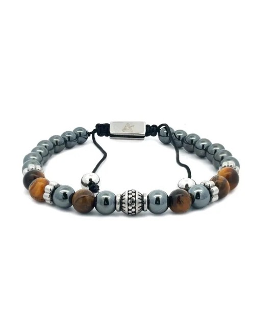 Stenen kralenarmband met draad - Bruin