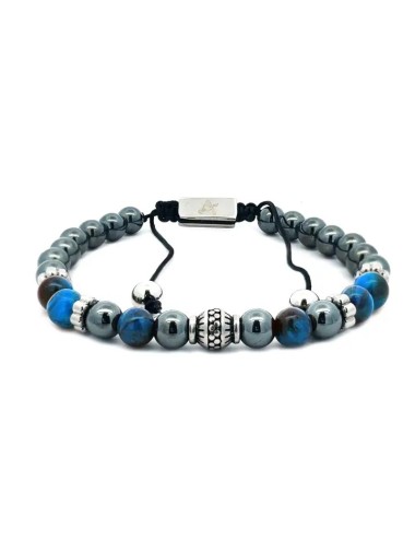Stenen kralenarmband met draad - Blauw
