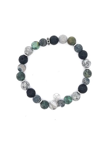 Stenen kralenarmband - Grijs