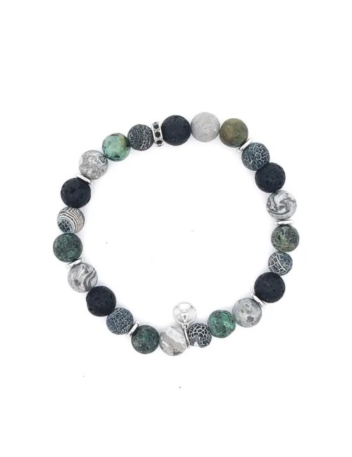 Stenen kralenarmband - Grijs